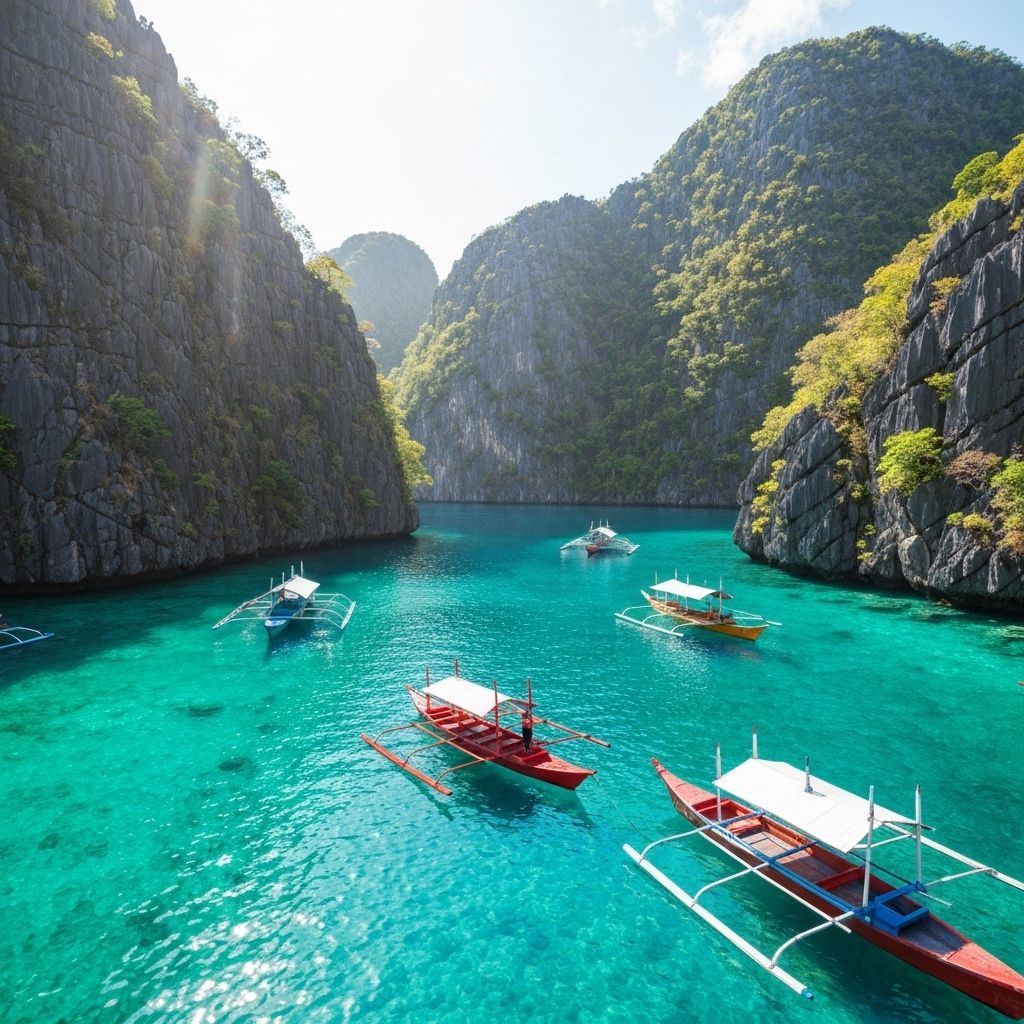 Kayangan Lake with crystal clear waters and limestone cliffs